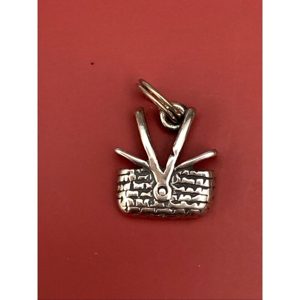 .925 Picnic Basket Vintage Sterling Silver Jewelry Charm #park #food #drink